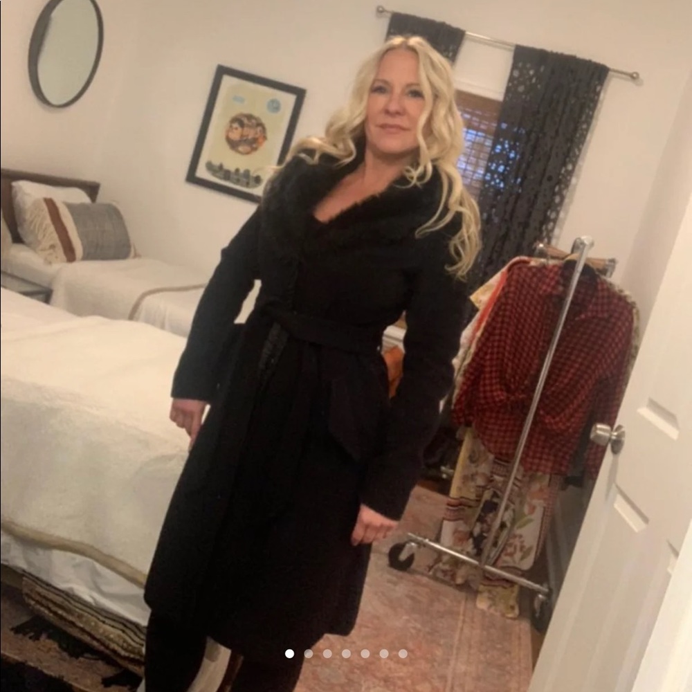 Bebe wool peacoat with fur collar